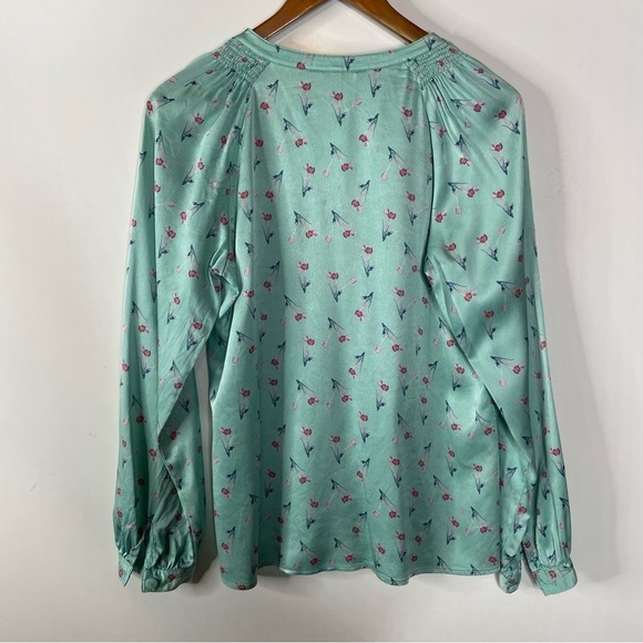 Tucker Floral Silk Blouse Size Small - Picture 2 of 7